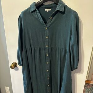 Green Button-Up Women's Dress
